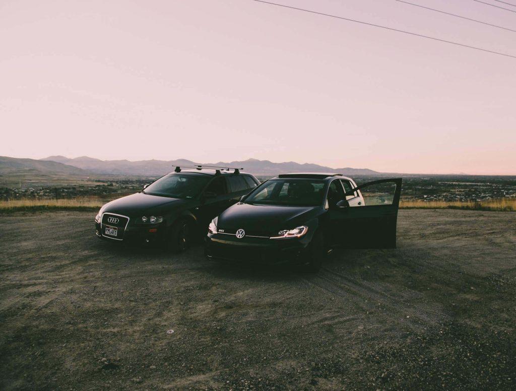 audi and volkswagen at sunset